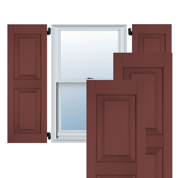 Ekena Millwork 18"W x 79"H Exterior Real Wood Pine Raised Panel Shutters, Cottage Red PR RWR18X079CRP - main